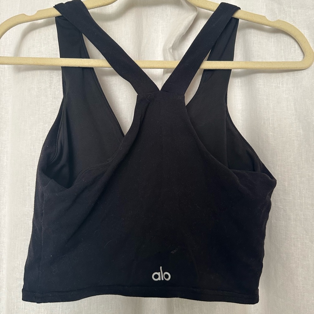 ALO Yoga Black Airbrush Real Bra Tank